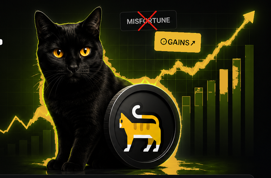 Blackcat, coin and rising gains chart